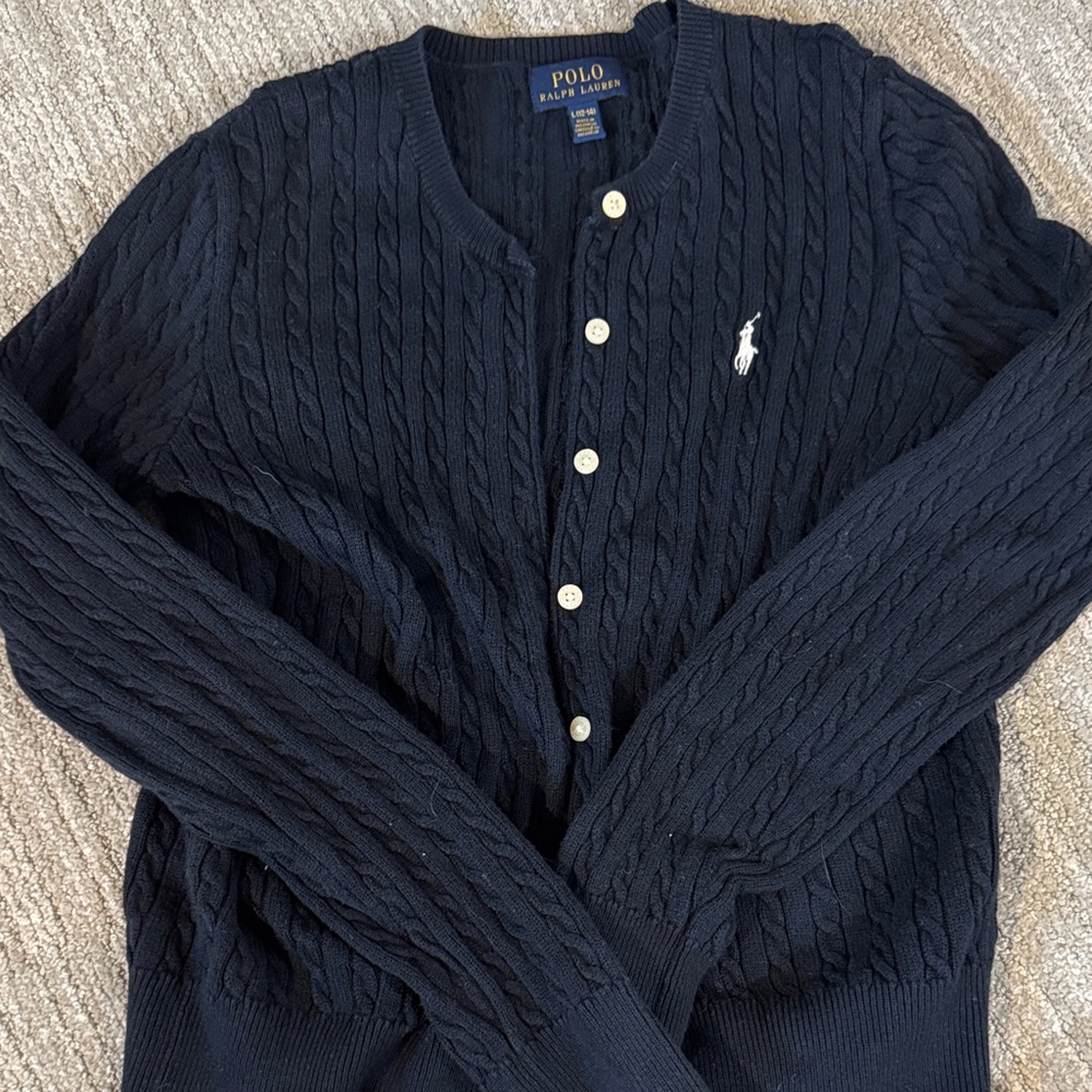 Polo by Ralph Lauren girls navy Cable Knit Sweater